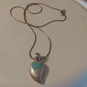 Mexico 925 Teardrop Turquoise Pendant and Chain